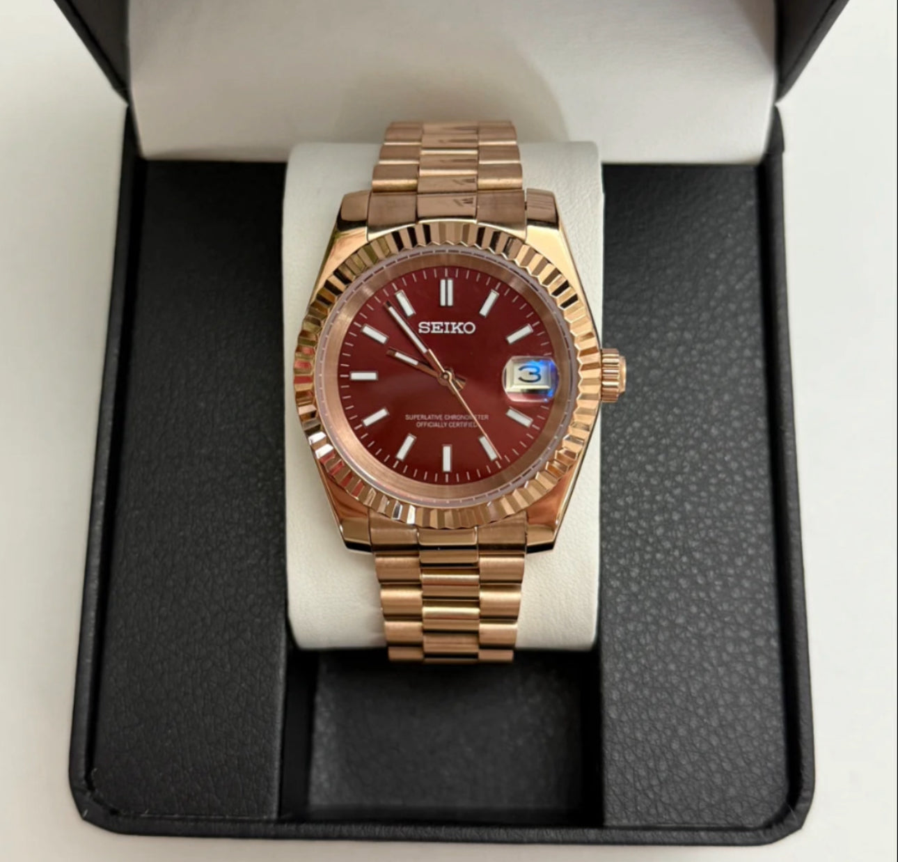 Seiko Mod Datejust (Président en or rouge)