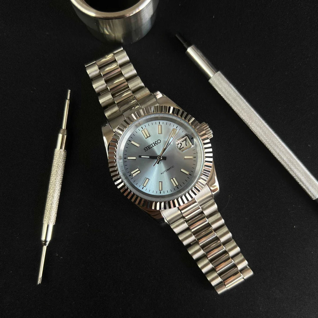 Seiko Mod Datejust (Ice Blue President)