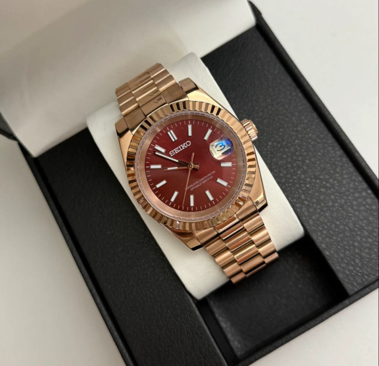 Seiko Mod Datejust (Président en or rouge)