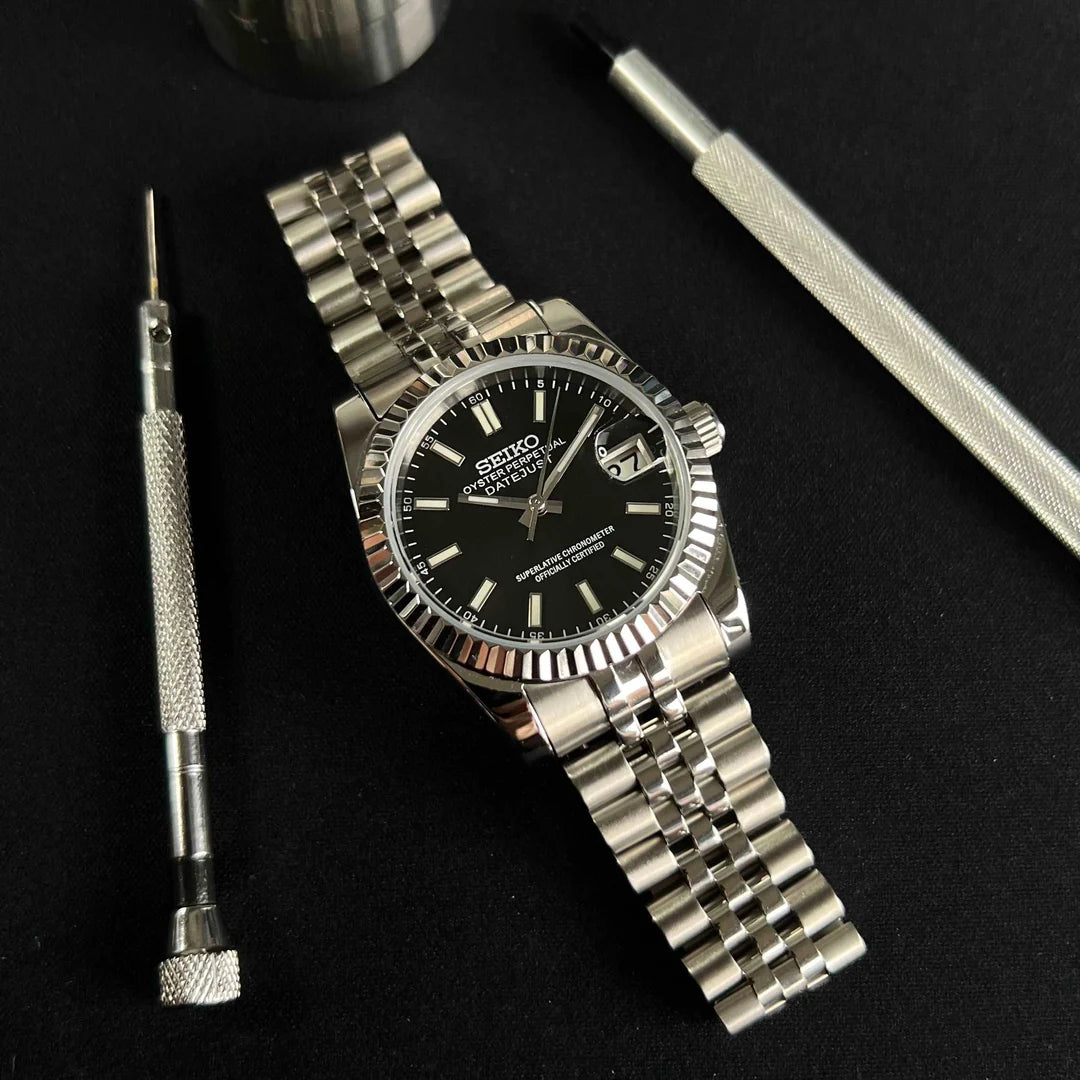 Seiko Mod Datejust (zwart jubileum)