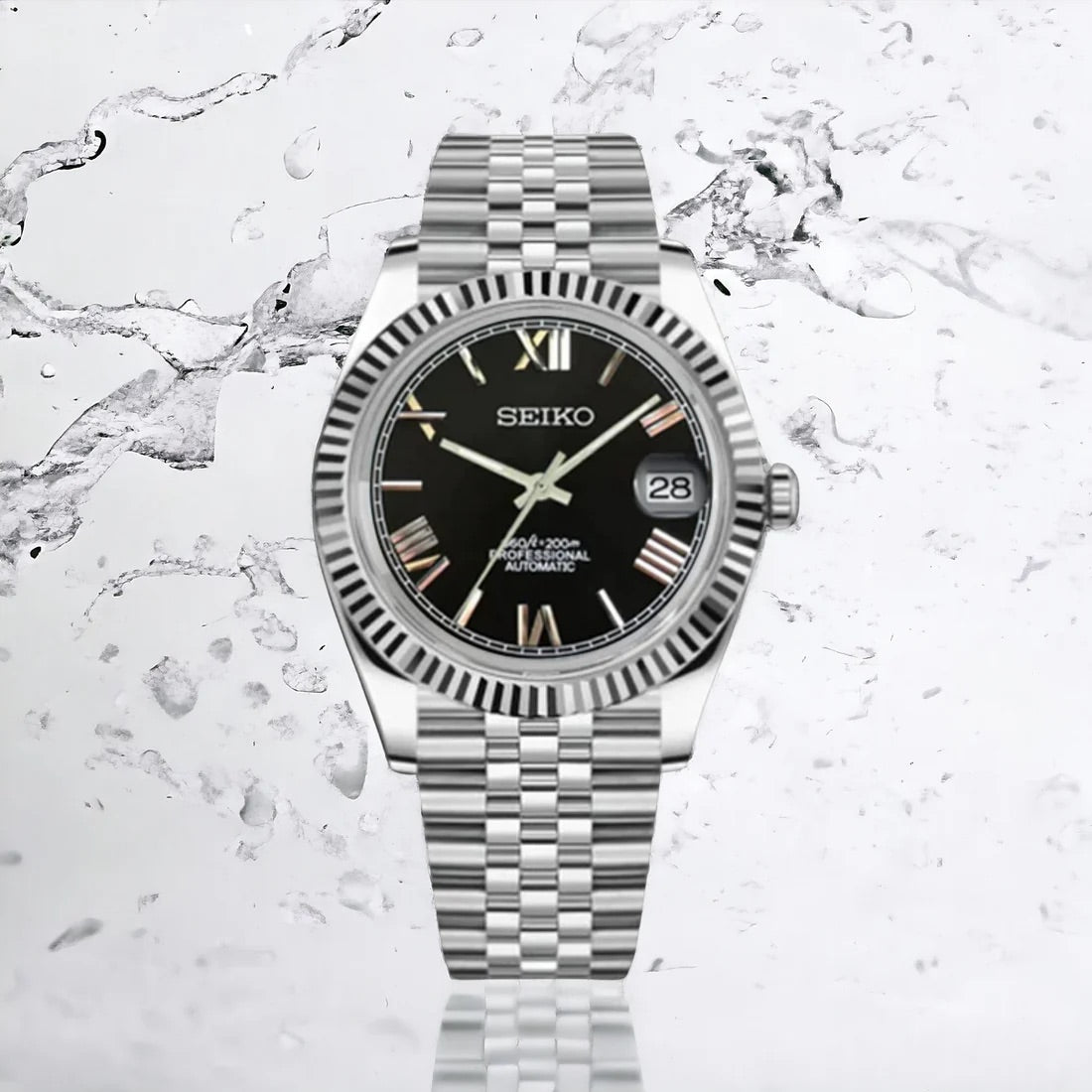 Seiko Mod Datejust (Roman Black)