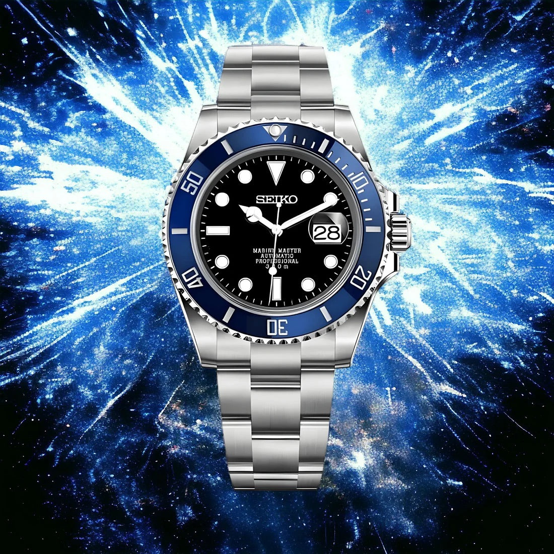 Seiko Mod Submariner Blue 