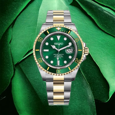 Seiko Mod Submariner Twotone Green