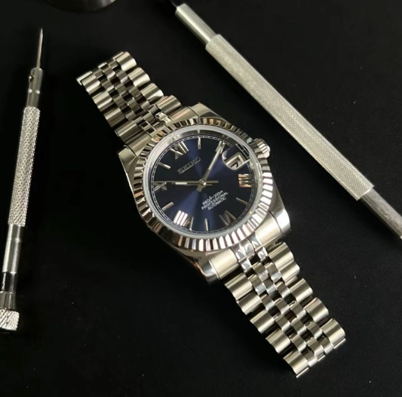 Seiko Mod Datejust (Roman Blue Jubilee)