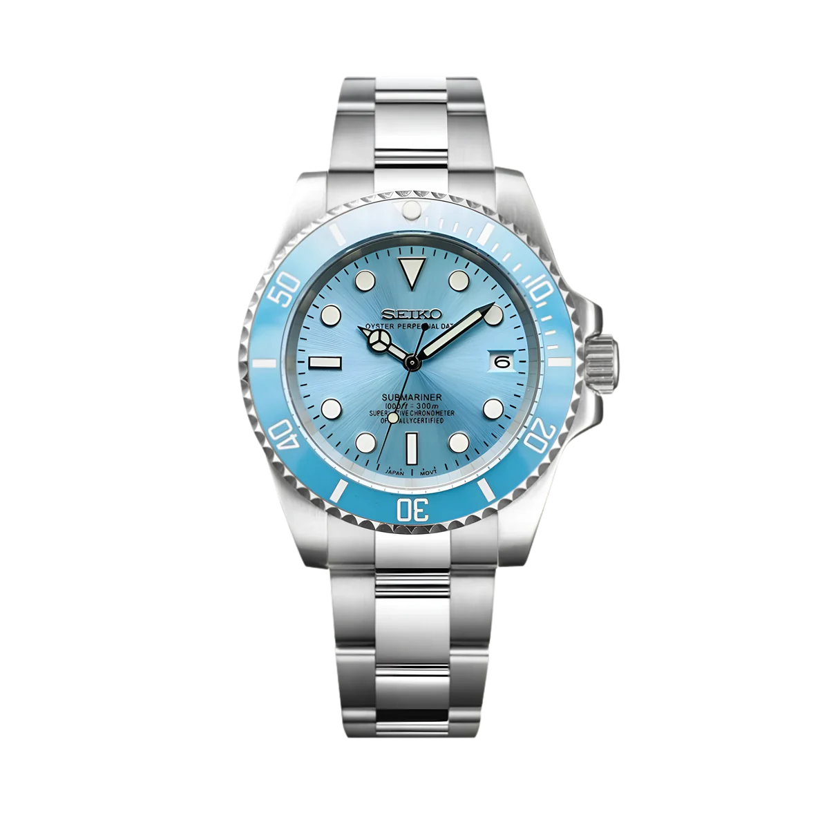 Seiko Mod Submariner Light Blue