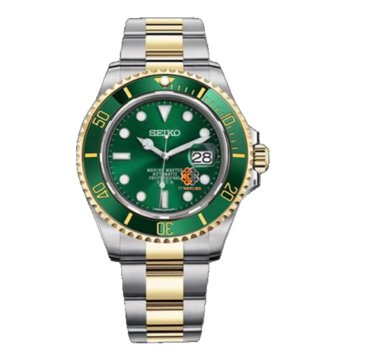 Seiko Mod Submariner Twotone Green