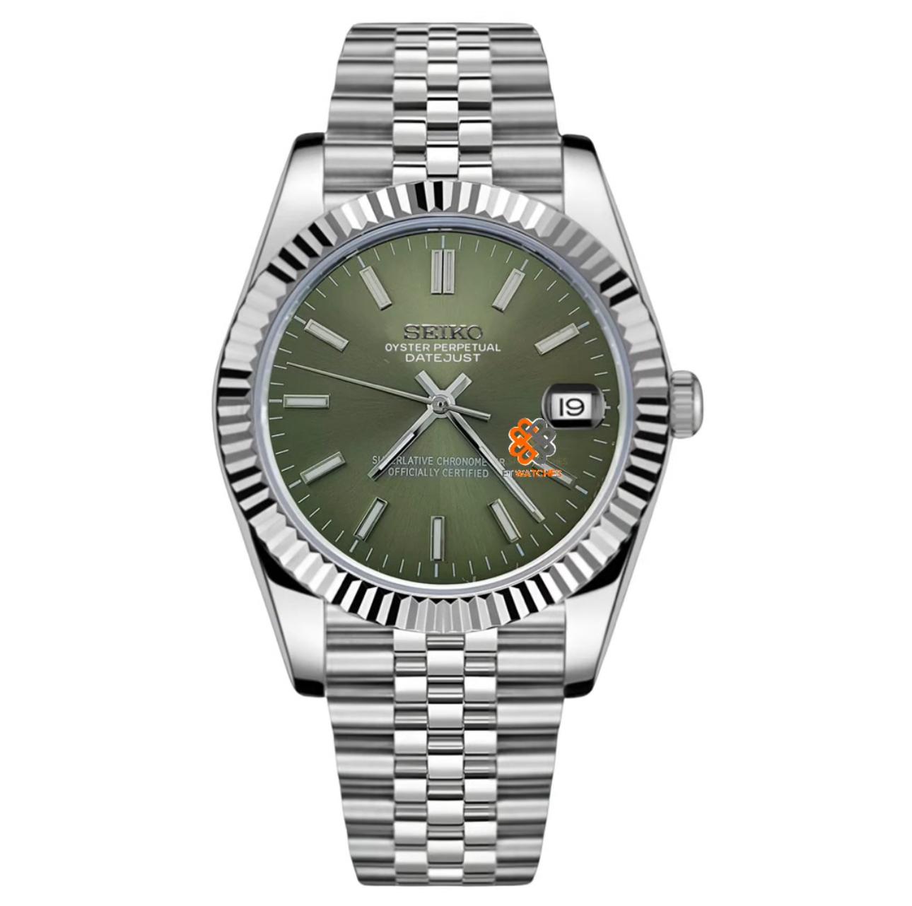 Seiko Mod Datejust (olijfgroen jubileum)