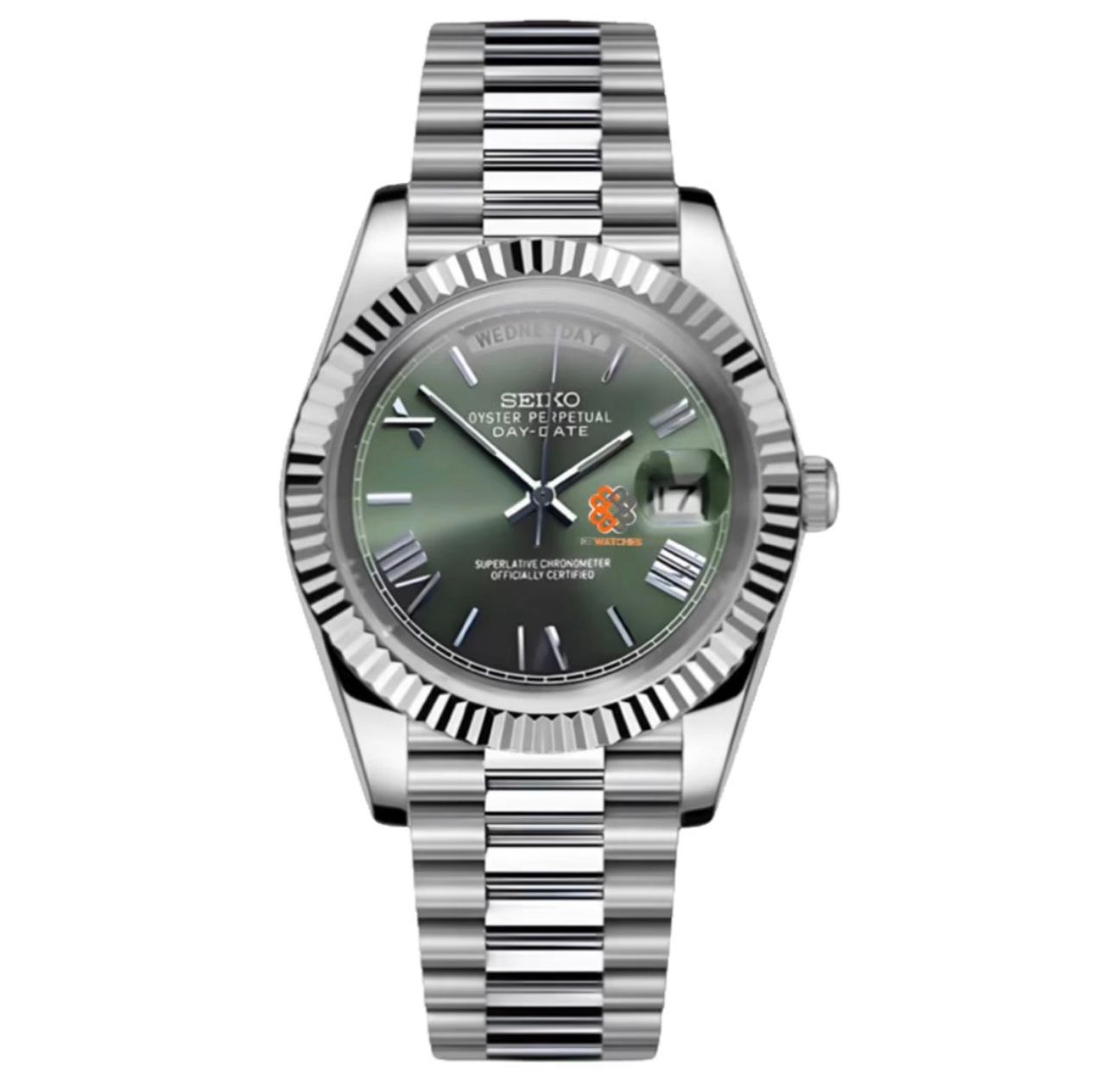 Seiko Mod Datejust (Roman Olive Green)